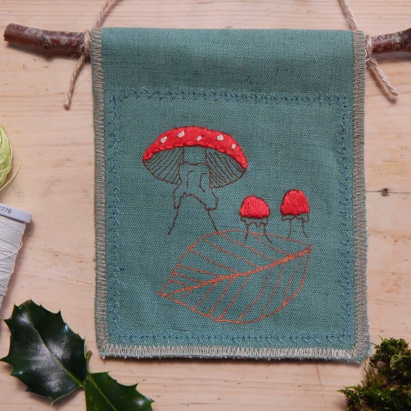 Fly Agaric- Dark green hanger on a piece of Beech