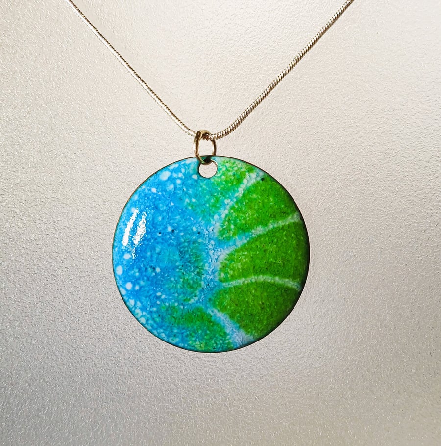 "Under the sea" enamelled copper pendant 240