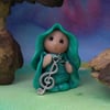 Tiny Musical Gnome 'Felic' with treble clef OOAK Sculpt by Ann Galvin