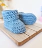 Sky Blue Crochet Baby Booties – Handmade Newborn Gift - CLEARANCE  - Image 3