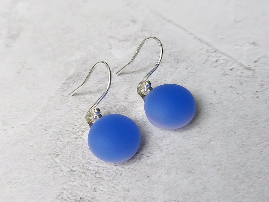 Periwinkle blue glass drop earrings