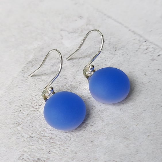 Periwinkle blue glass drop earrings