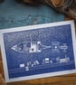 Cromer crab boat - original linocut print - A3 - Image 2