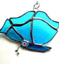 Butterfly Suncatcher Stained Glass Turquoise Closed Wing - Image 4