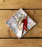 Fabric Coasters, 4 Set, Handmade Coasters, Cotton Coasters. Grey Floral-COAST-08