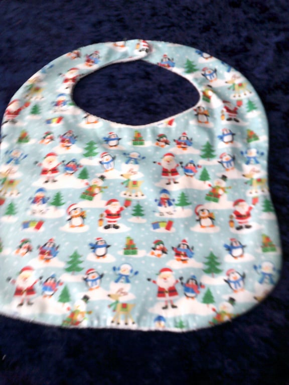 Santa, Penguins, Snowmen & Rudolph Baby Bib