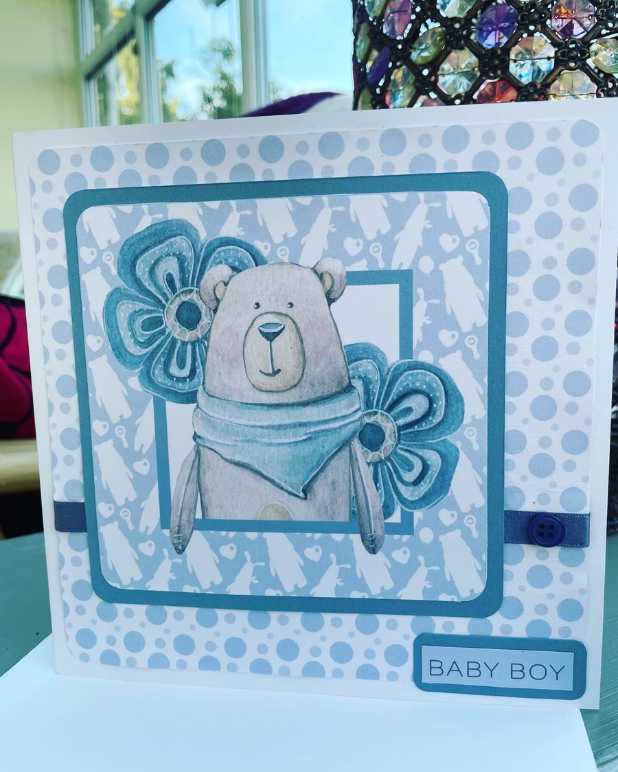 Baby boy birth celebration card 