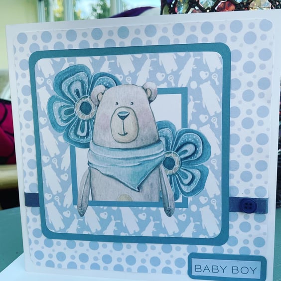 Baby boy birth celebration card 