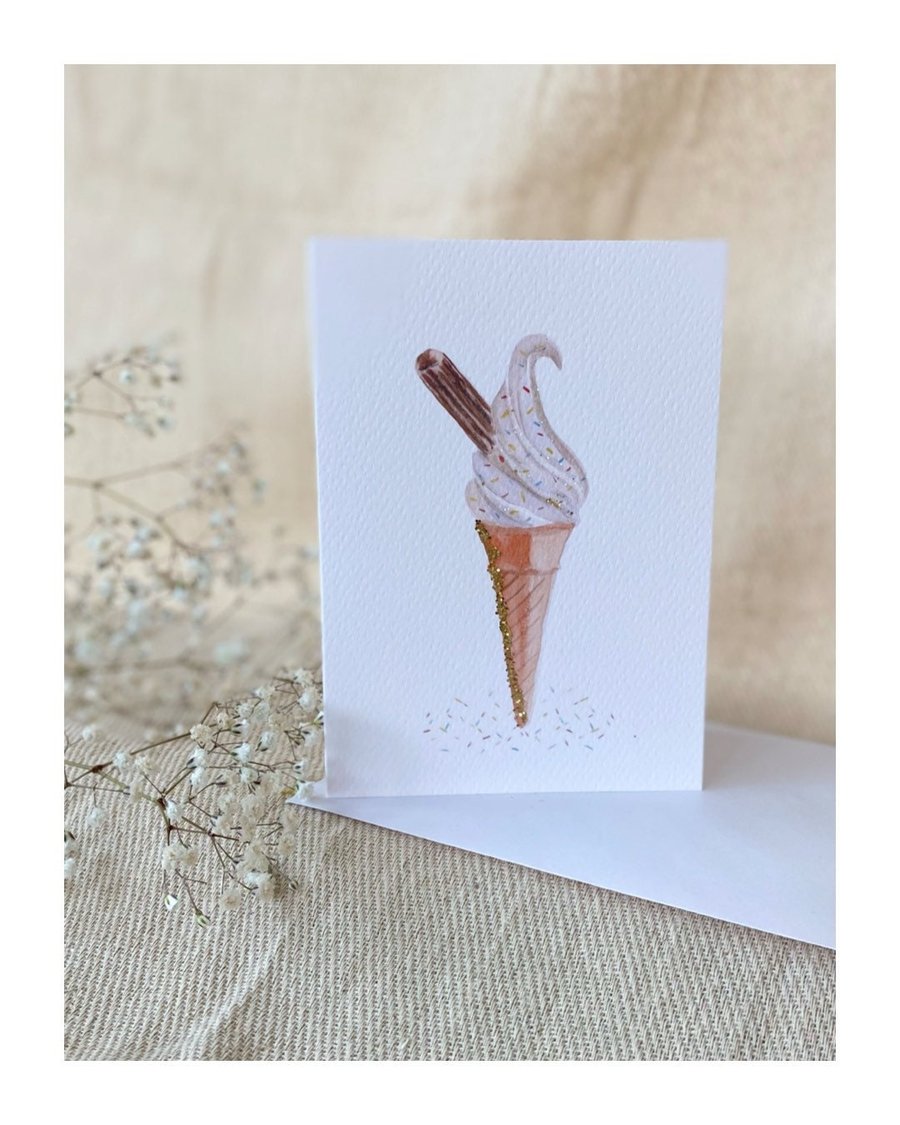 Delightful Whippy Ice Cream Greeting Card for a variety of occasions with Bio Gl