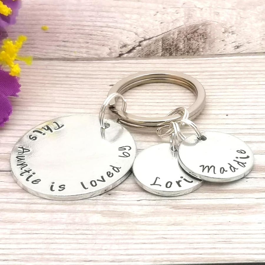 Personalised Aunt Keyring - Custom Auntie Gift - This Aunty Belongs To