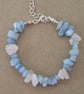 Pale Blue Aquamarine and Rose Quarts Chip Handmade Bracelet - Handmade Jewellery