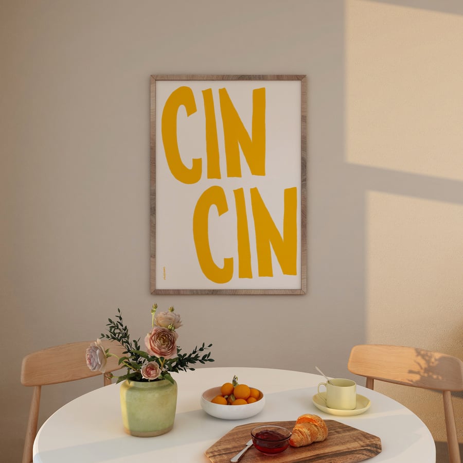 Cin Cin Print Poster, Vintage Food Print