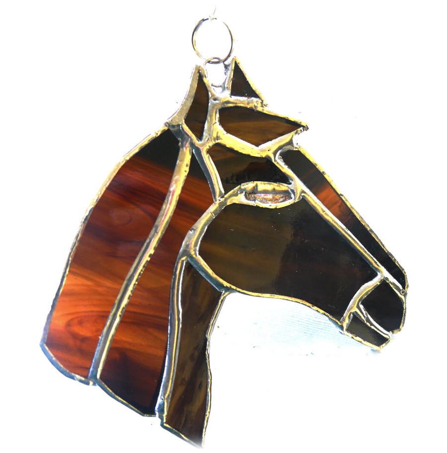 SOLD Horse Suncatcher Stained Glass Horsehead Brown 