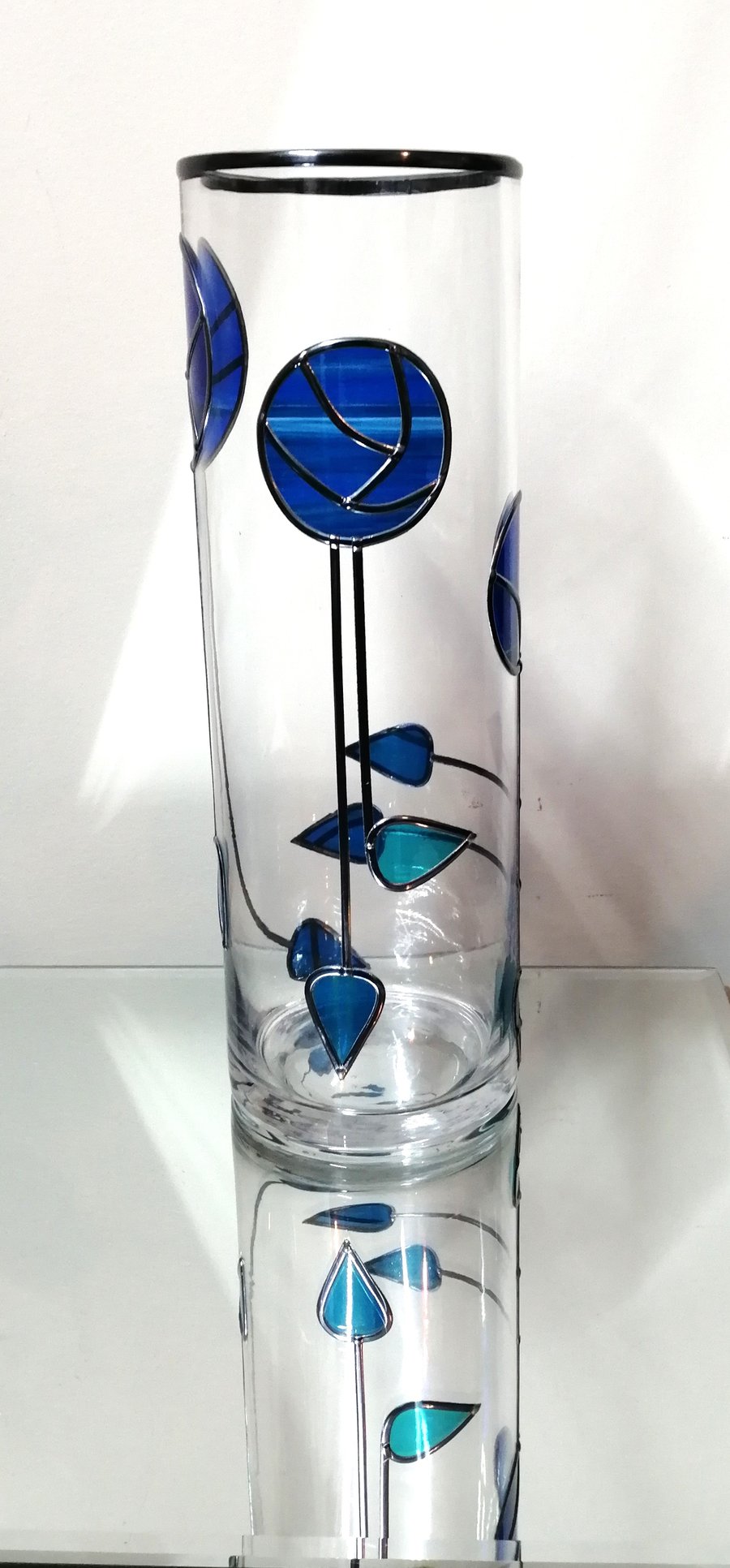 Mackintosh Moderne Stained Glass Flower Vase