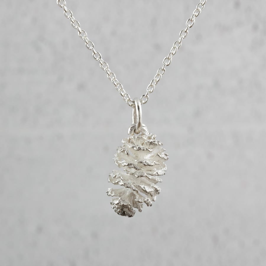 Sterling Silver Pine Cone Pendant and Chain
