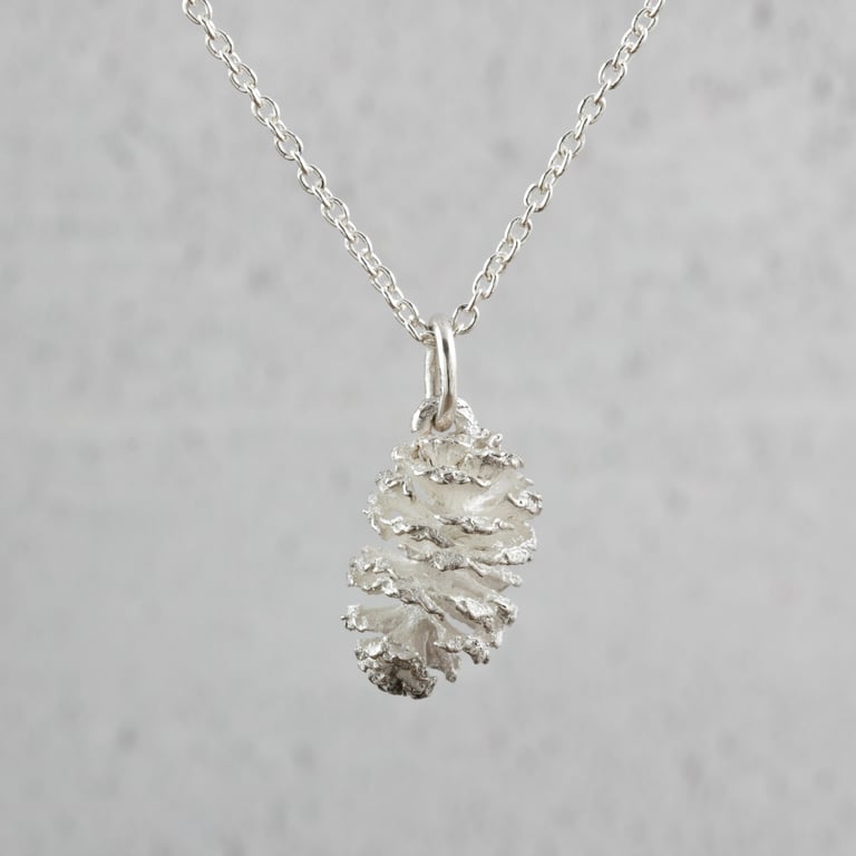 Sterling Silver Pine Cone Pendant and Chain