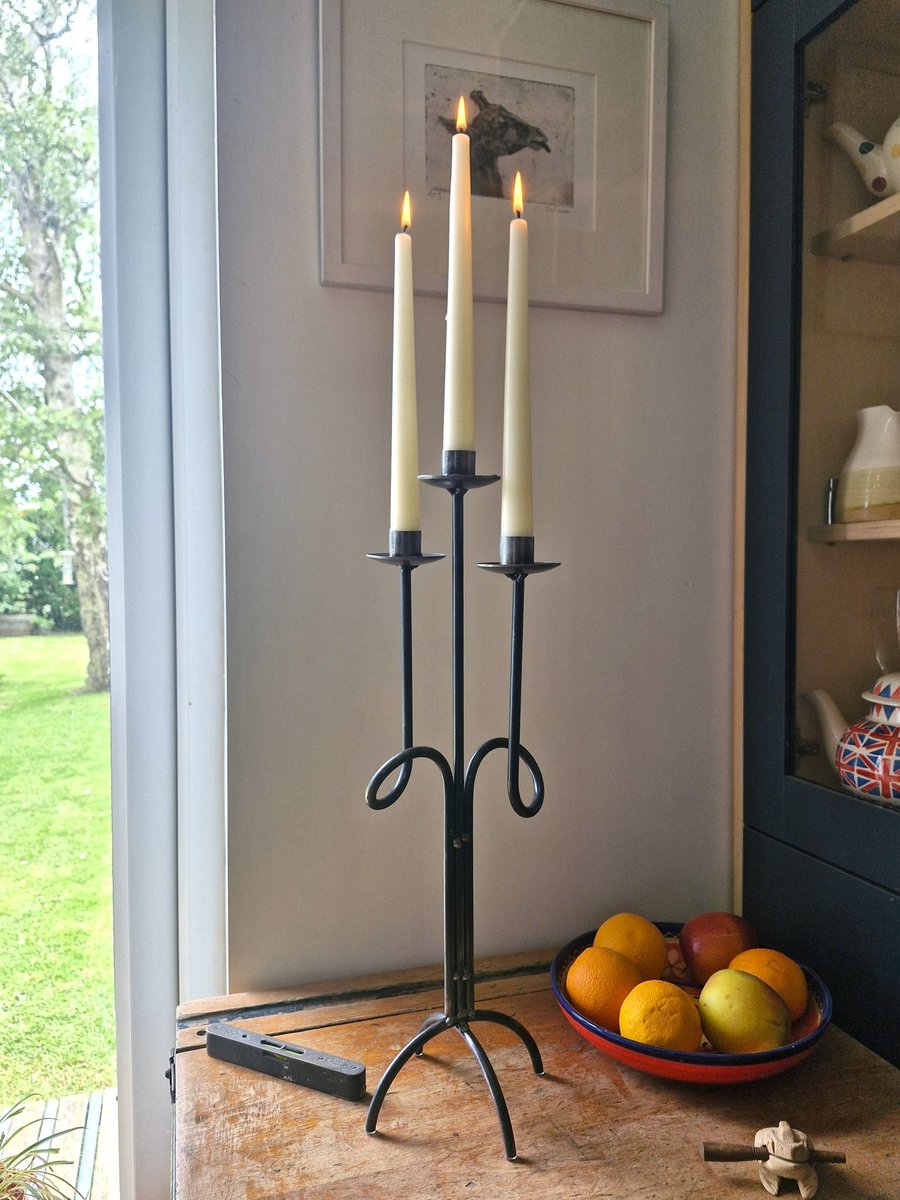 Three Prong Metal Candle Holder or Candelabra