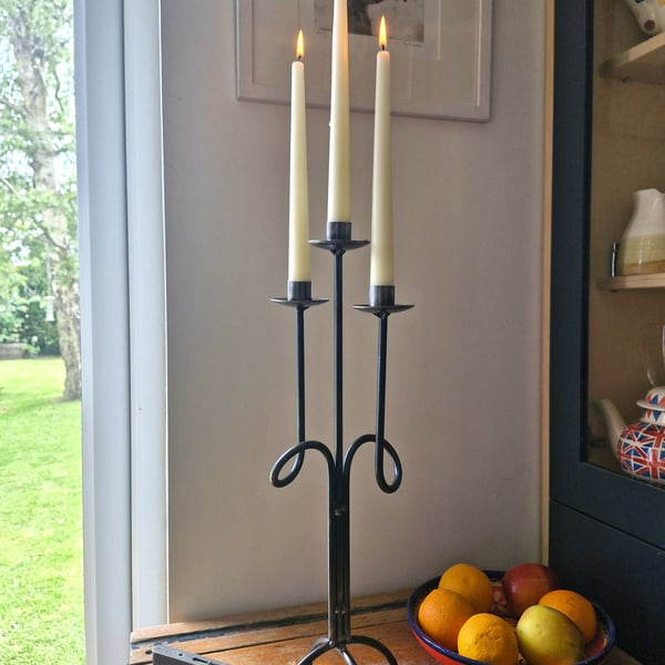 Three Prong Metal Candle Holder or Candelabra