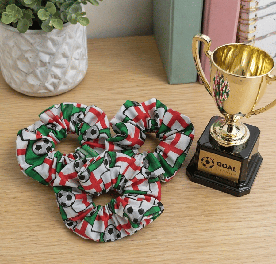 x3 England Football Hair Scrunchies 