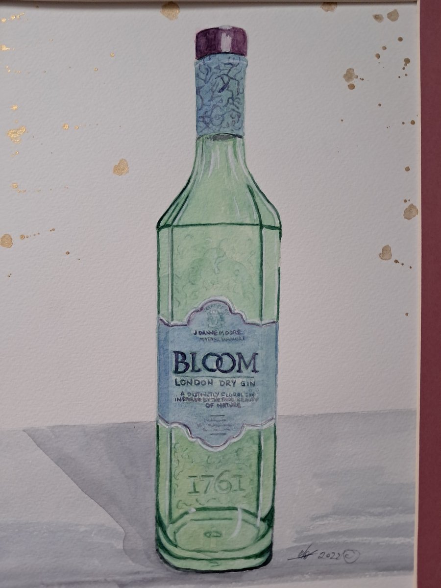 An Original Watercolour painting of  a Gin Bottle