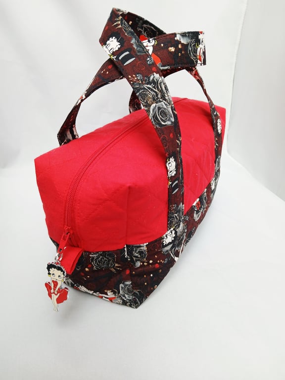Betty Boop Bag, Quilted, Zipped, Multi Purpose, Make Up , Sewing, Pens, Pencils