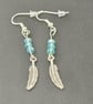 Blue feather charm earrings - Image 3