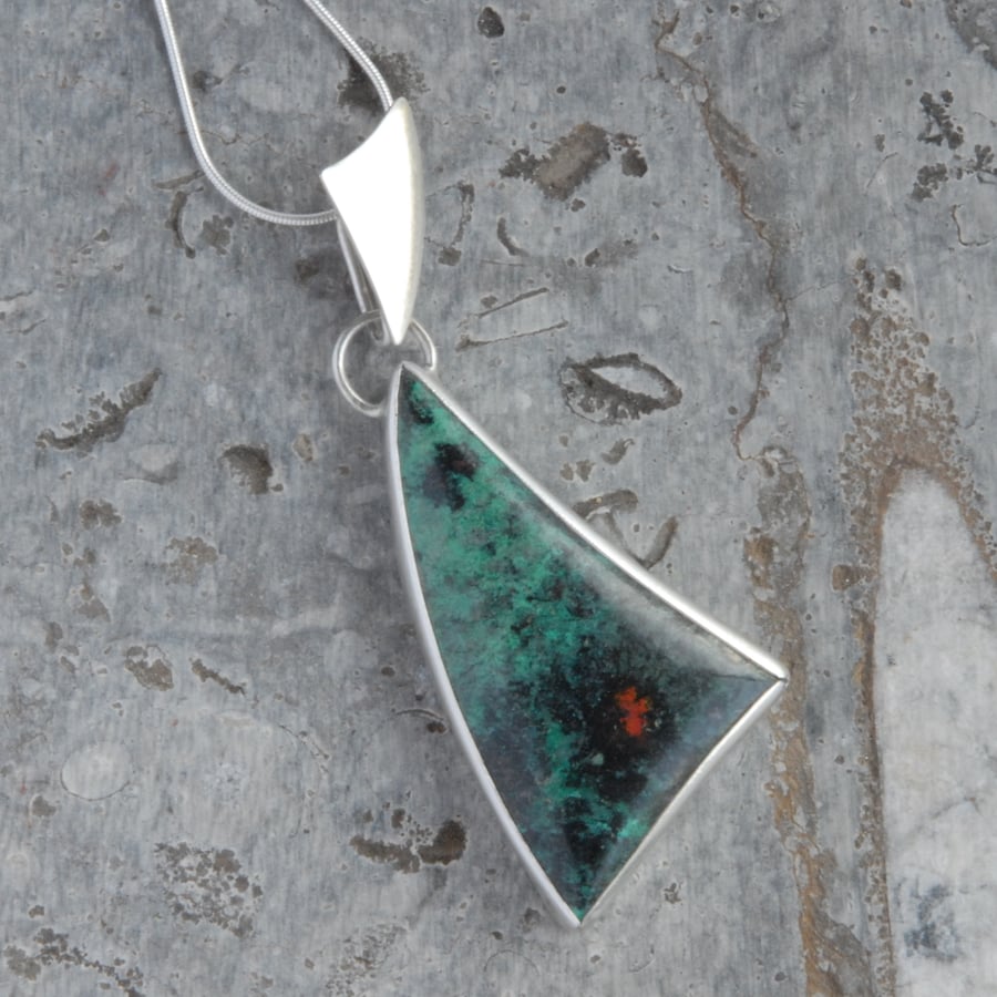 Sonoran Sunset Chrysocolla and sterling silver pendant