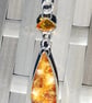 Suture Ammonite Necklace Amber with Insect Sterling Silver Jewellery Gift 925 - Image 3