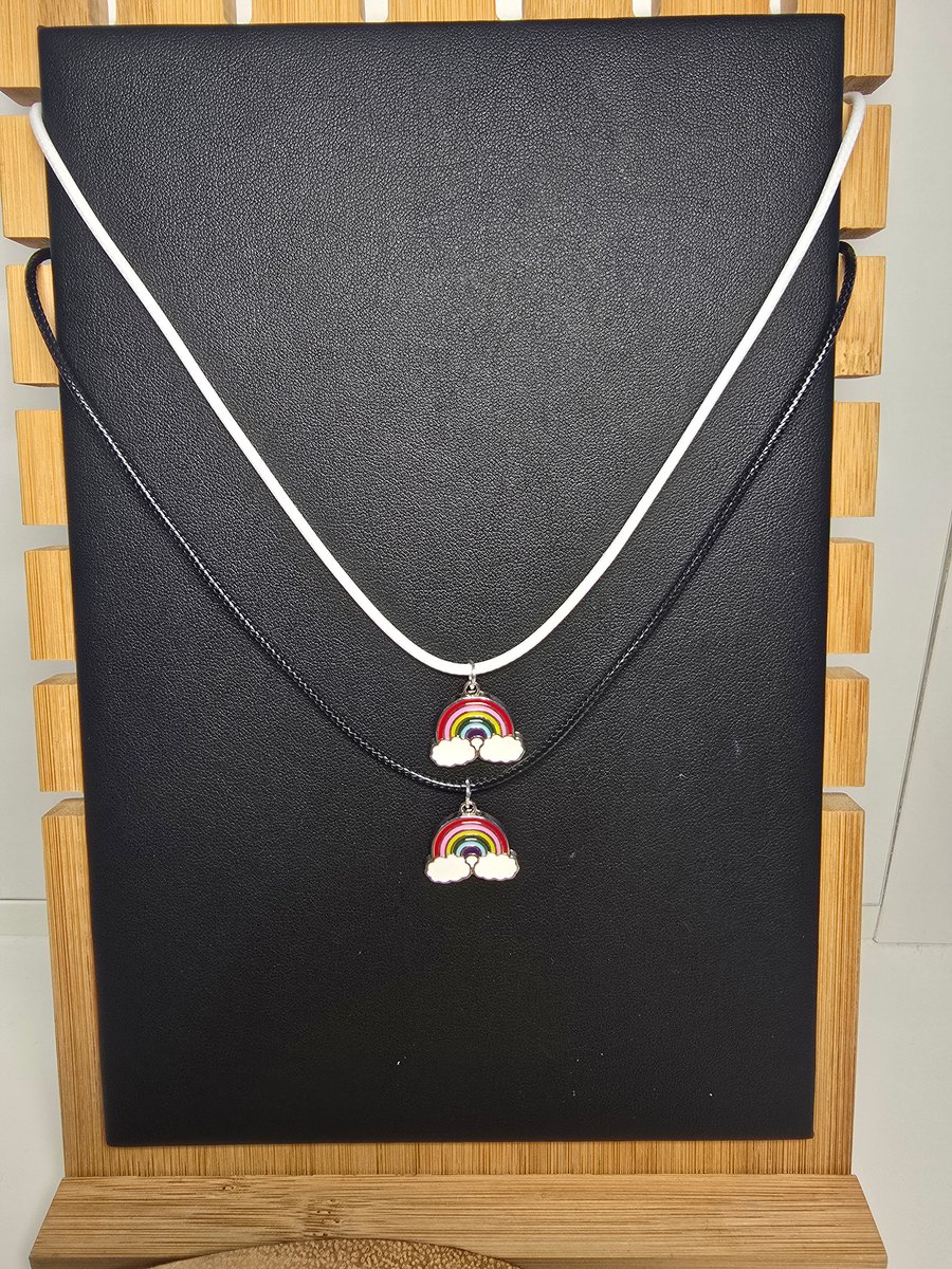 Kids necklace - Rainbow white or black cord