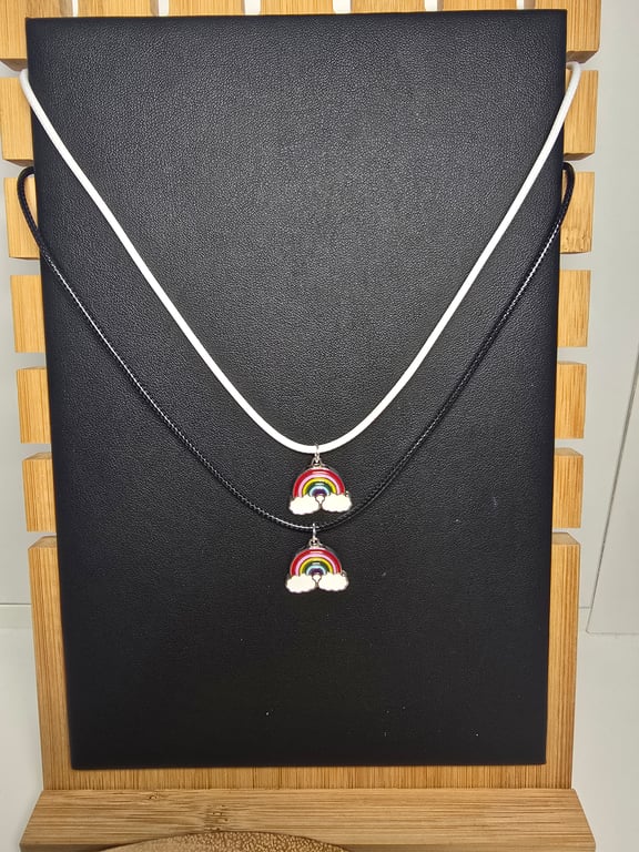 Kids necklace - Rainbow white or black cord