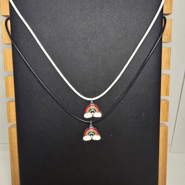 Kids necklace - Rainbow white or black cord