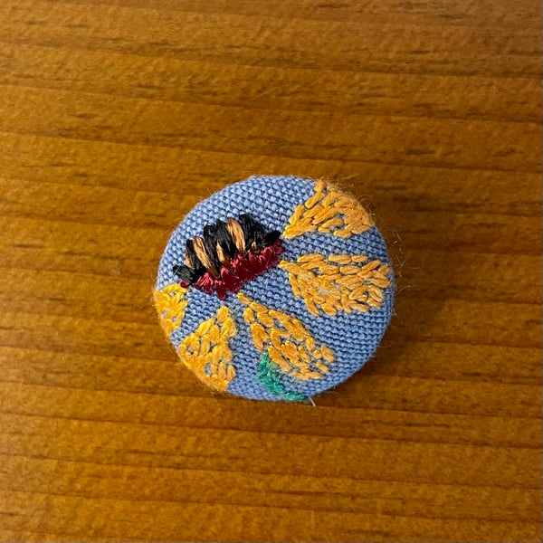 Hand embroidered button - price includes UK posting.