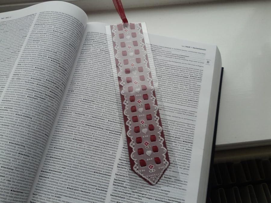 Hearts and flowers parchment bookmark
