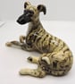 Ceramic whippet sculpture, brindle 