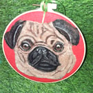 needle felted  pug dog picture Portrait