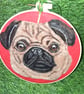 needle felted  pug dog picture Portrait