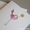 pink bird greetings card