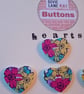 Set of Seven Heart Buttons – Bright and Bold Floral Design - Image 2