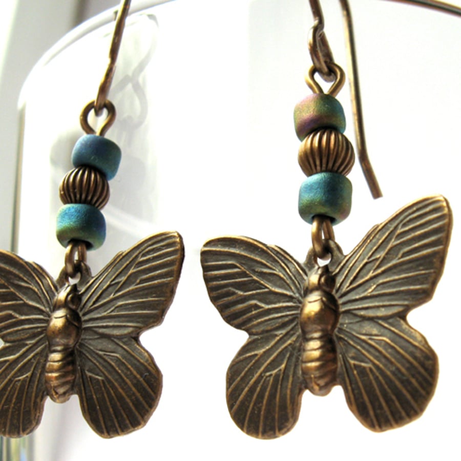 Brass Butterfly Earrings