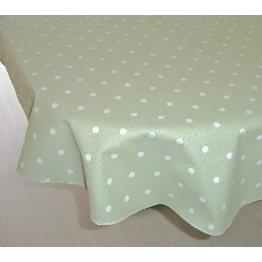 Round Tablecloth 36" Green and White Polka Dot SMALL