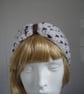 Crochet White and Red Headband In Aran Yarn (R767) - Image 1