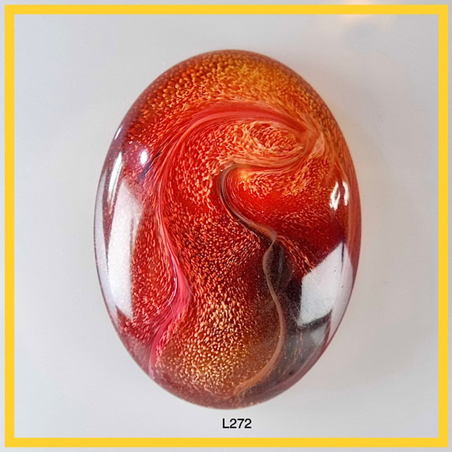 Large Flame Cabochon, hand made, Unique, Resin Jewelry - L272