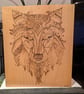 Wolf dog pyrography art