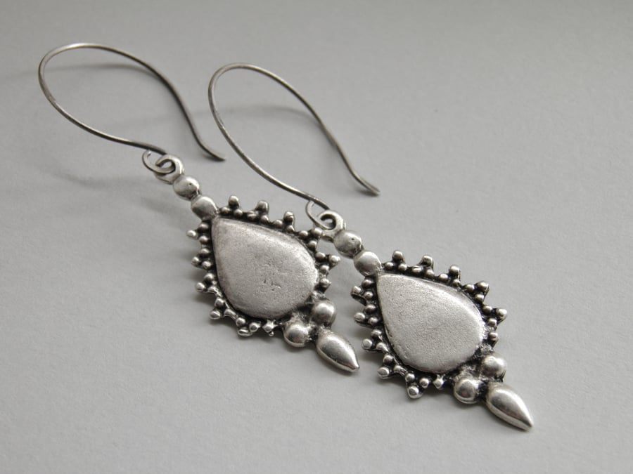Silver Earrings, Oxidised Balinese Intricate Design Greek Silver Cast