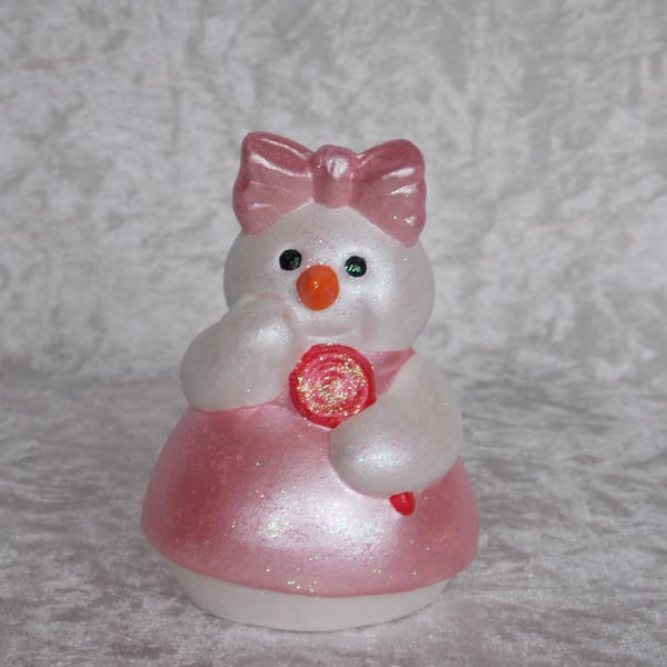 Ceramic Hand Painted Small Christmas Xmas Snow Girl Figurine Ornament Decoration