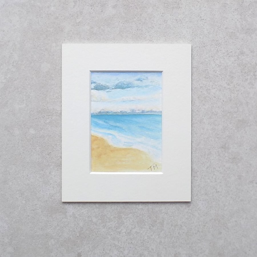 S A L E Original Watercolour ACEO 'Summer' with mount (Mount size 5.25" x 4.25")