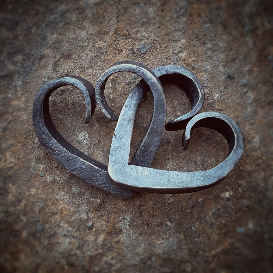 Hand Forged Linked Hearts