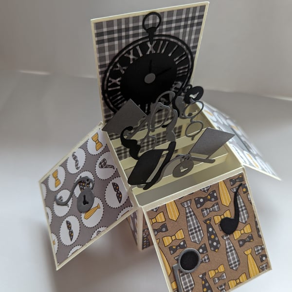 Steampunk Style Hats &  Glasses Birthday Box Card - SPECIAL OFFER