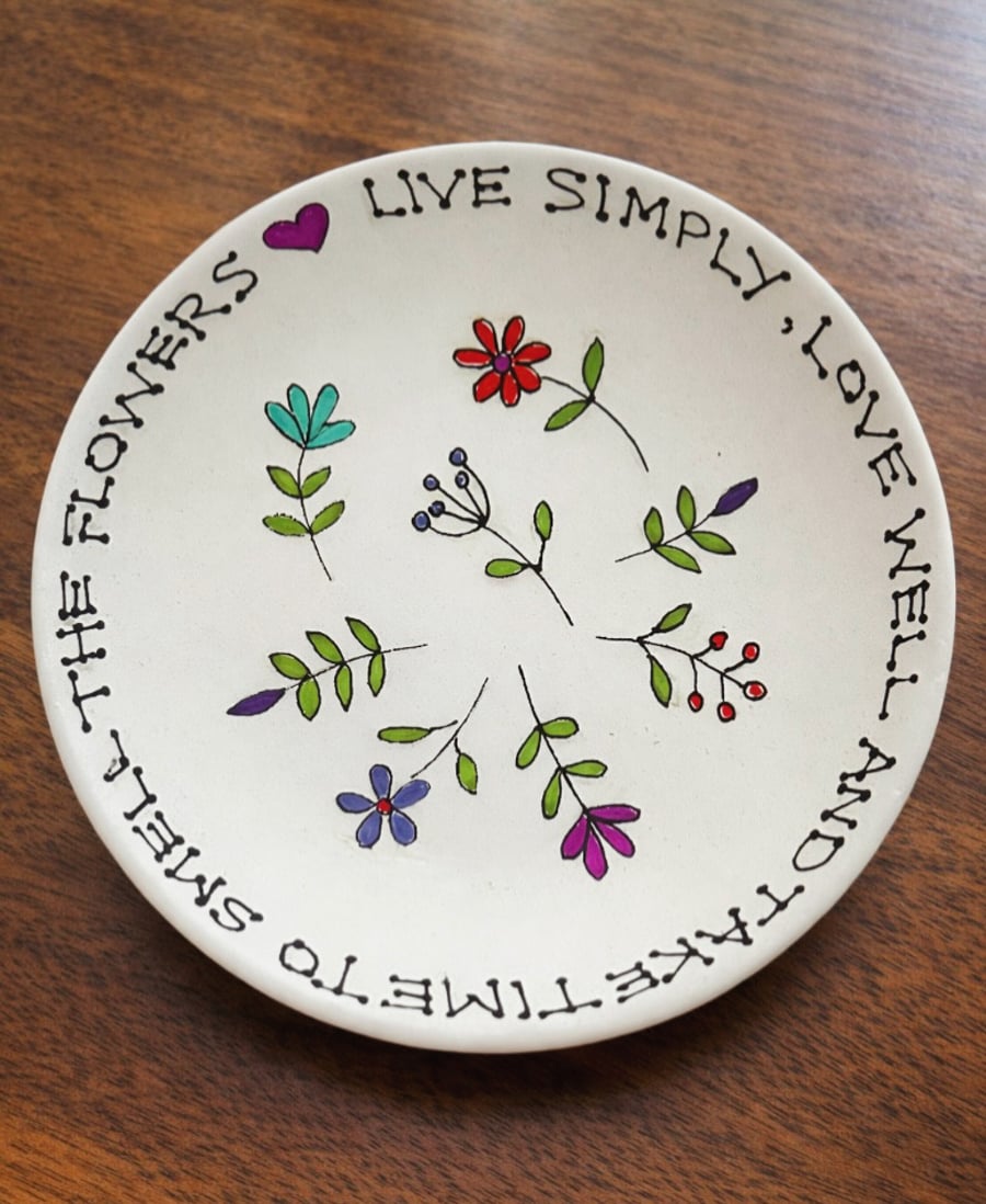 Hand drawn doodle flower trinket dish. 