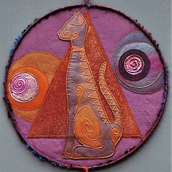 CPM13 - Egyptian Cat Mandala (Bast) - 20cm (8") round lilac
